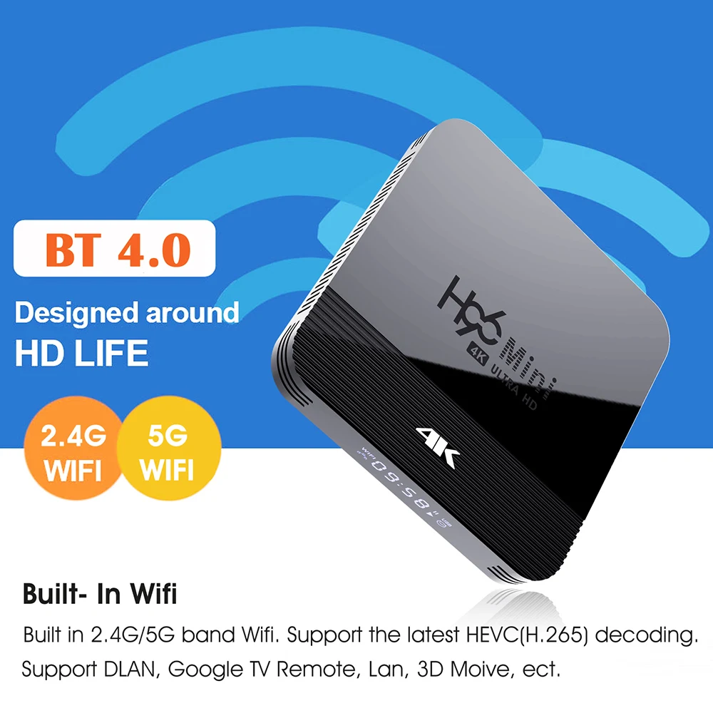 ТВ приставка Android четырехъядерный 4K Смарт ТВ приставка Android 9,0 Rockchip RK3228A Поддержка 2,4G/5G wifi Bluetooth светодиодный дисплей H96 MINI H8