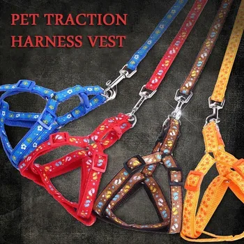 

Colorful Patch Printing Small Dog Leash Pitbull Adjustable Nylon Puppy Harness Beagle Pet Accessories Cats Products For Pets S-L