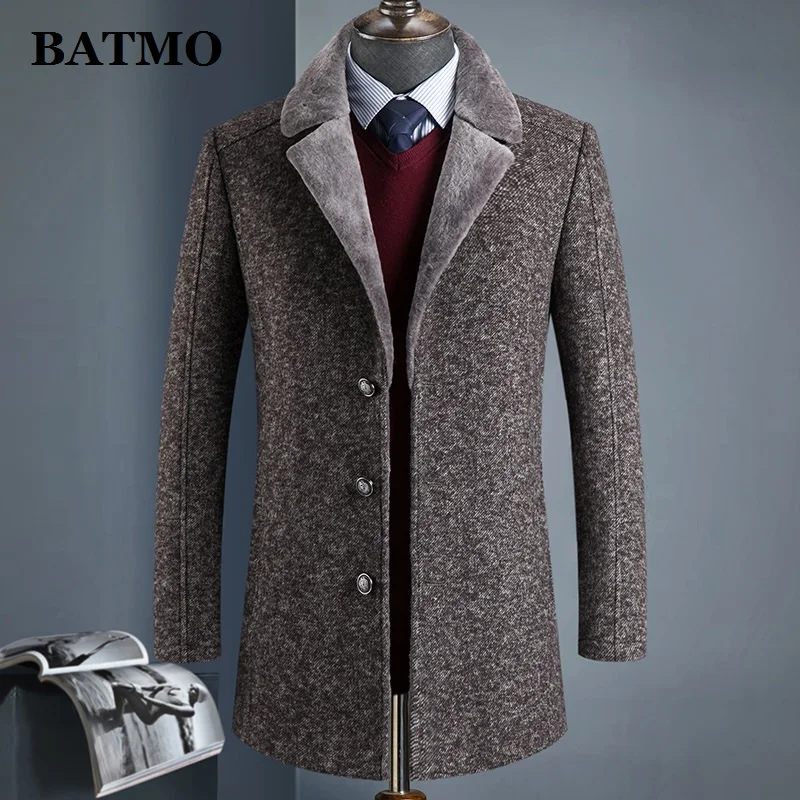 BATMO Новое поступление Зимний шерстяной толстый Тренч мужской, Мужской Повседневный шерстяной 60% куртки, 788