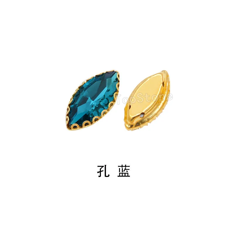 blue zircon 100 шт стеклянный камень маркиза в Золотой кружевной коготь пришить стразы кристаллическое Украшение «конский глаз» Красочные для изготовления ювелирных изделий - Цвет: blue zircon