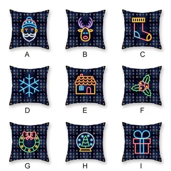

Christmas LED Neon Light Up Pillow Case Home Bed Sofa Xmas Cushion Cover Square