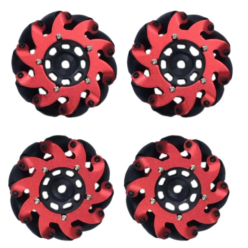 

FBIL-4Pcs Turbo Wing Drive Wheel Robot Kit Omnidirectional Wheels for Mecanum Aluminum Alloy with Long Service Life No Deformati