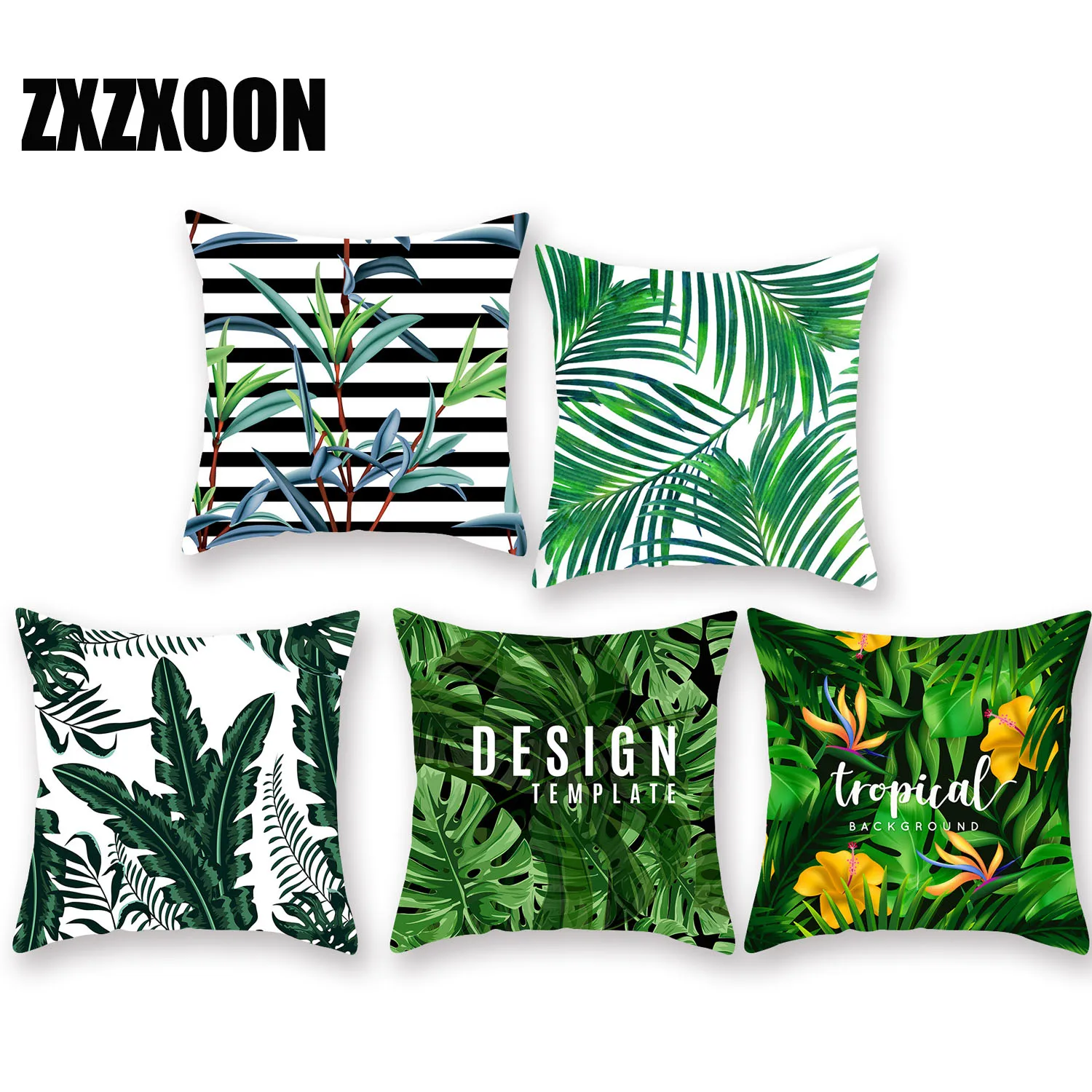 Diy Custom Polyester Decorative Pillows Cover Tropical Rainforest Green