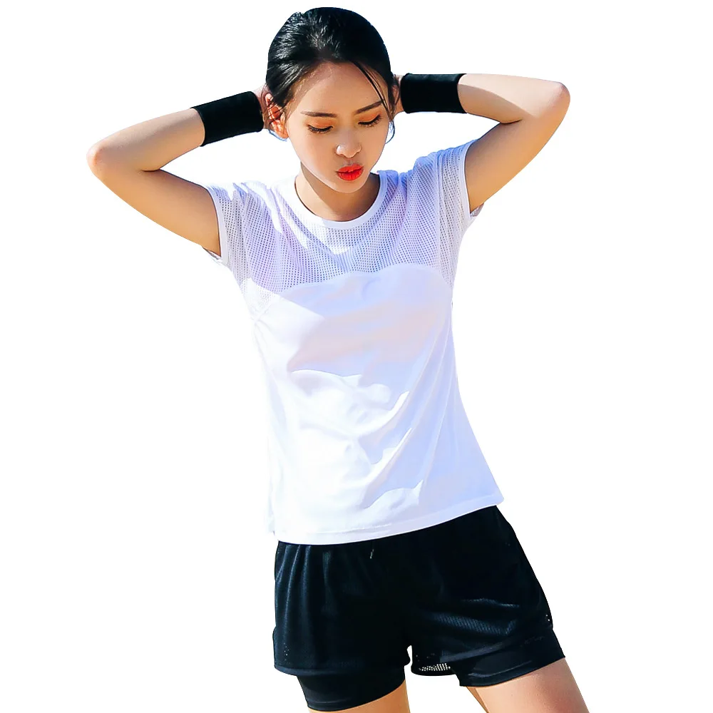 

Sports Set New Style Summer Women's Athletic T-shirt And Sports Shorts Two-Piece Set Grid Breathable Comfortable Quick-Dry Set