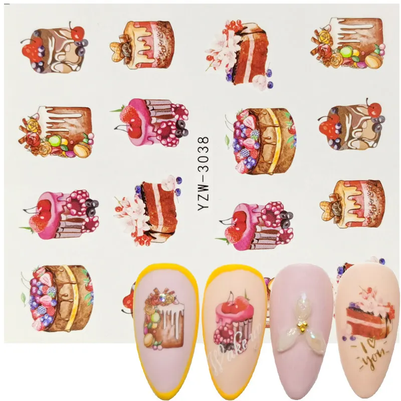 2022 Summer New Designs Ice Cream Fruit Strawberry Cherry Cake Nail Art Water Transfer Sticker Decor Slider Decal Manicure Tool | Красота и