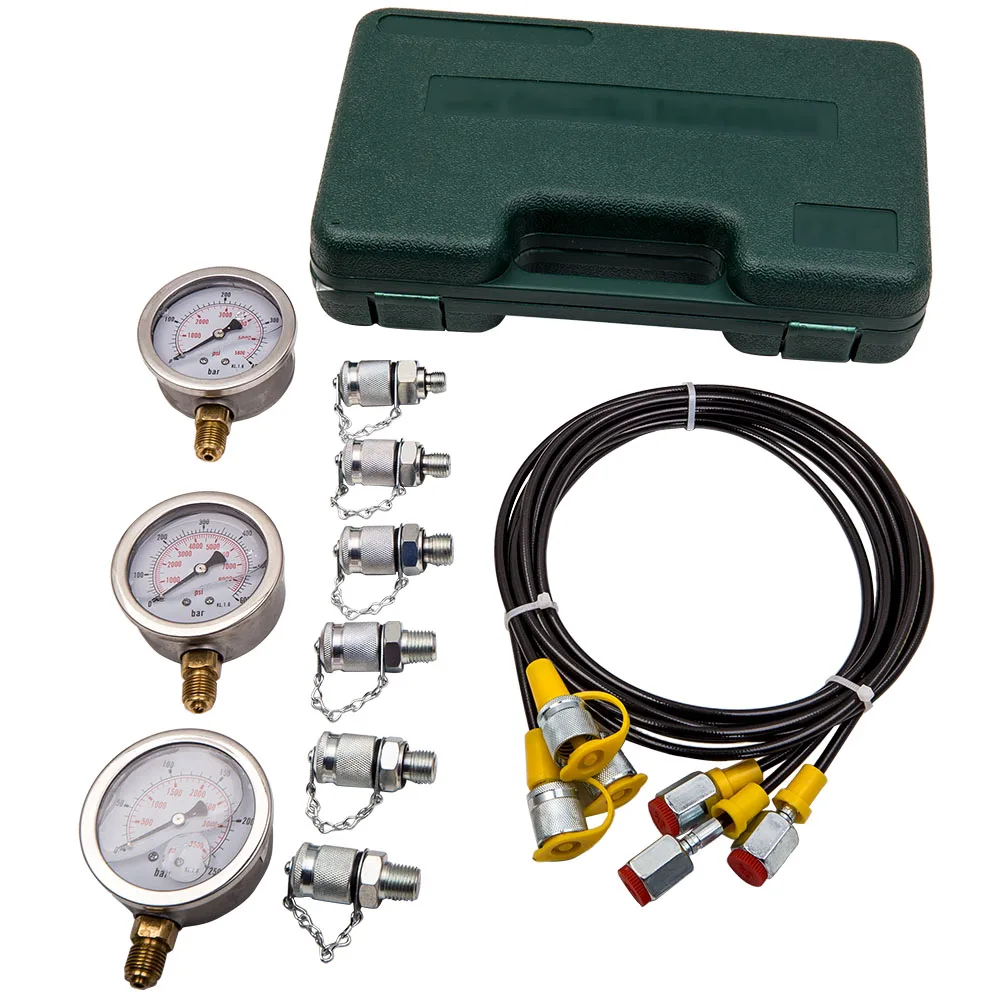 Excavator Hydraulic Pressure Gauge Diagnostic Test Kit 400Bar / 600BAR