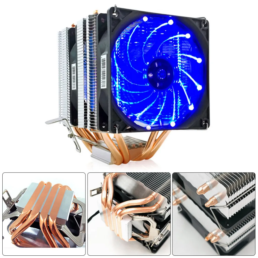 Компьютерные тепловые аксессуары для раковины cpu охладитель воздуха Низкий рабочий шум красочный свет одиночный двойной вентилятор 3 цвета
