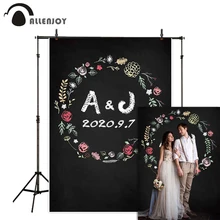 Allenjoy wedding photocall boda party blackboard flower pattern name abbreviation date customize background photo photoshoot