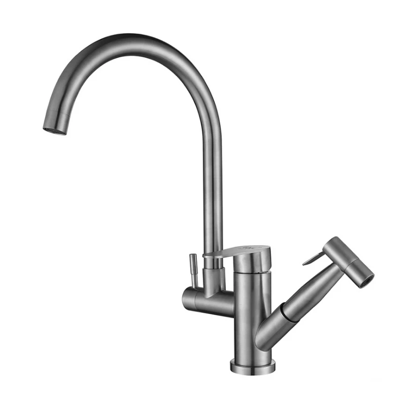 

304 Stainless steel Kitchen Sink Faucet Bathroom Basin Faucets Cold and Hot water Mixer Tap Pull Out Sprayer Shower