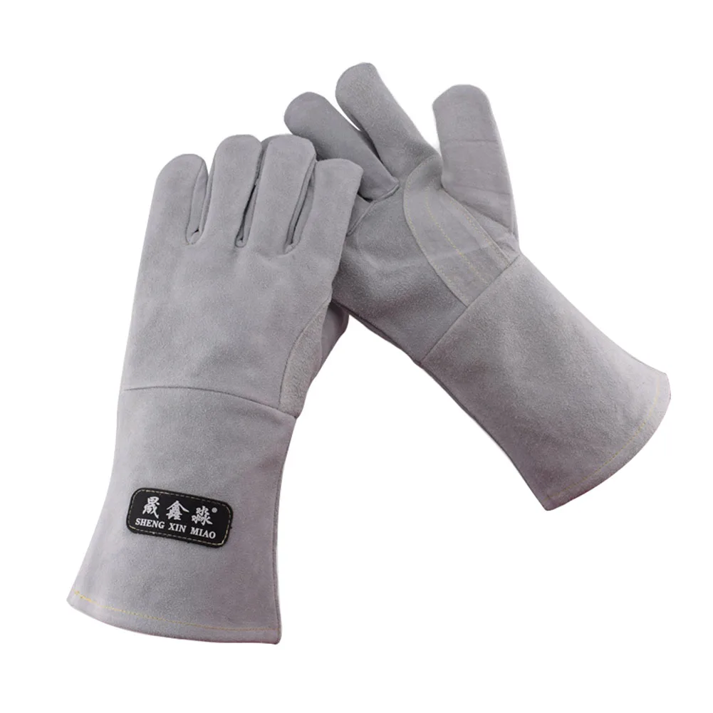 

1 Pair Double Layer Synthetic Cowhide Leather Sports Fireproof Welding Gloves Sweat Absorbent Anti Cut Wear Resisting Protective