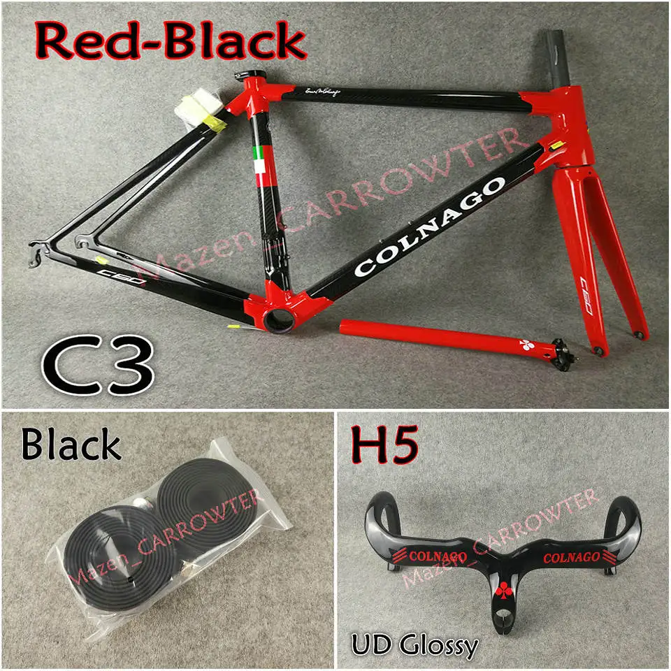 3K глянцевый черный красный Colnago C60 карбоновая рама+ руль+ седло+ клетки для бутылок+ 50 мм карбоновый набор колес с NOVATEC A271 ступицы - Цвет: Package 5
