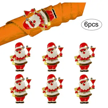 

Santa Claus Napkin Ring, High-end Hotel Shop Wedding Table Decoration Supplies Christmas Napkin Ring 6PCS