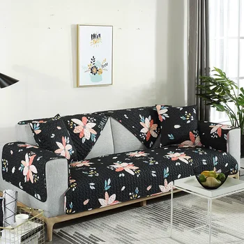 

Sofa Cushion Cover Twill Cotton Upholstery Sofas Covers Universal Modern Black Printing Sofa Towel