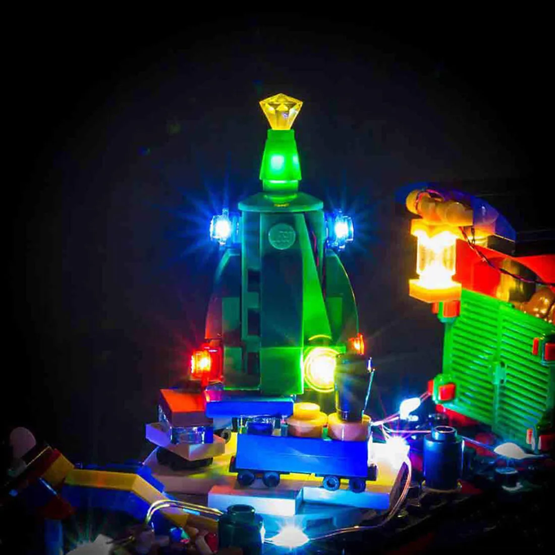 Светодиодный светильник с питанием от батареи, набор аксессуаров для строительства, зимний эксклюзивный поезд 10254, Рождественский подарок(только светодиодный, без комплекта