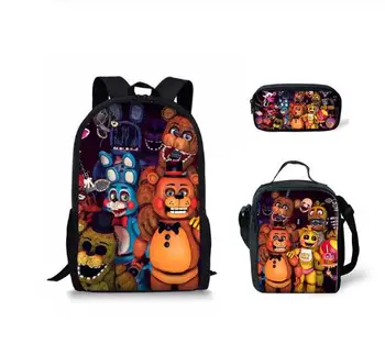 

Children Primary School Bags for Teenagers Five Nights At Freddys Pattern Book Bags Kids 3pcs/set Schoolbags Satchel