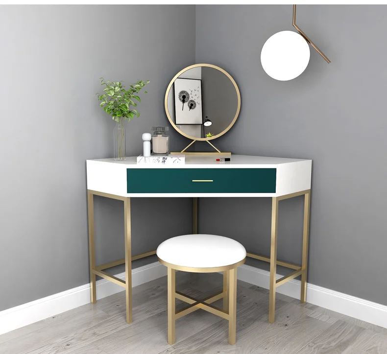 Скандинавский набор для туалета с выдвижным ящиком для спальни Многофункциональный туалетный столик доска Manmade белая круглая зеркальная семейная мебель