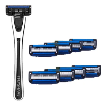 

TFLYSHAVE Highest Quality Manual Shaving Razor Blade for Men 5 Layer Razor Cartridge with Trimmer Blade Replaceable Shaver Blade