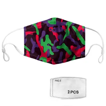 

Disruptive Pattern Dust-proof Masks Custom Logo 2PCS Filters Mask 3D Fashion Washable Mouth Mask Camouflage Printed Women Men