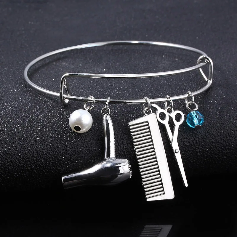 

Fashion Barber Shop Tide Washing Blowing Bracelet Trendy Hip Hop Metal Bracelets Chain Charm Party Jewelry Accessories