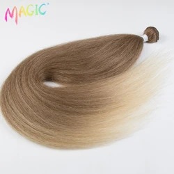 Magic Kinky Straight Hair Synthetic Hair Extensions 36 inch Yaki Straight Soft Hair Blonde Extensions Weave Bundles Cosplay