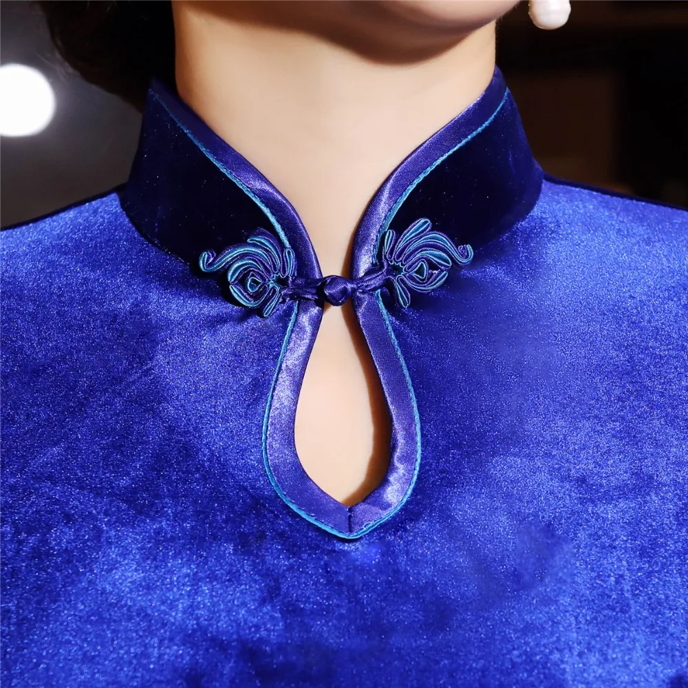 Шанхай история бархат Cheongsam китайское платье вышивка Qipao длинное