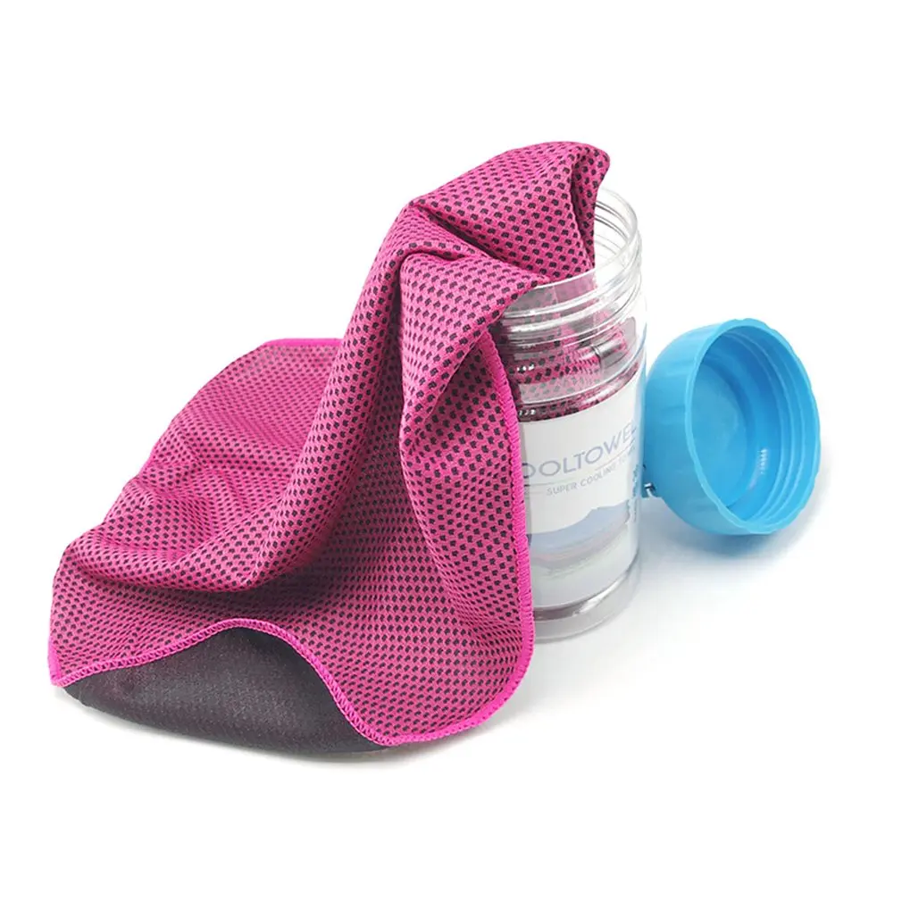 rose red Practical Outdoor Cold Sense Sports Towel Ice Towel Heatstroke Cooling Artifact Gift Cold Sense Silk Ice Towel - Цвет: rose red