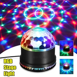 Bola de discoteca projetor a laser luz do palco rgb controle voz girando lâmpada festa dj 220v ue plug led night light decoração quarto casa