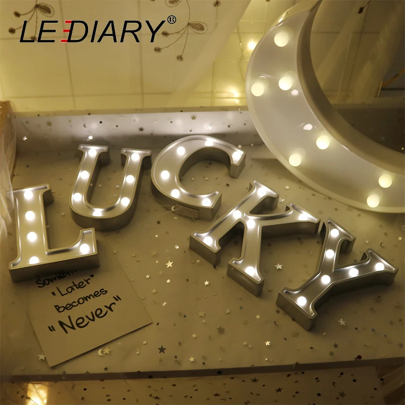 

LEDIARY Alphabet Holiday Lighting 26 Letters Decoration Night light LED Atmosphere Lamp Valentine's Day Love Gift With Hung Hole