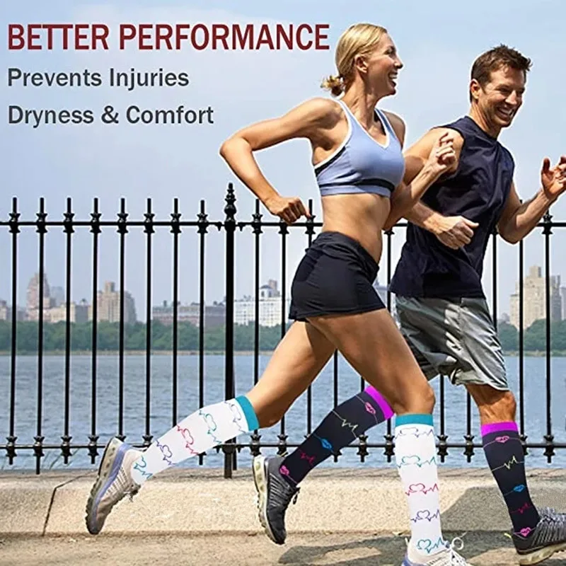 Compression Socks 32 Styles Compression Socks Unisex Anti Fatigue Pain Relief Knee Stockings 20-30 MmHg For Outdoor Running Pregnant Cycling Socks