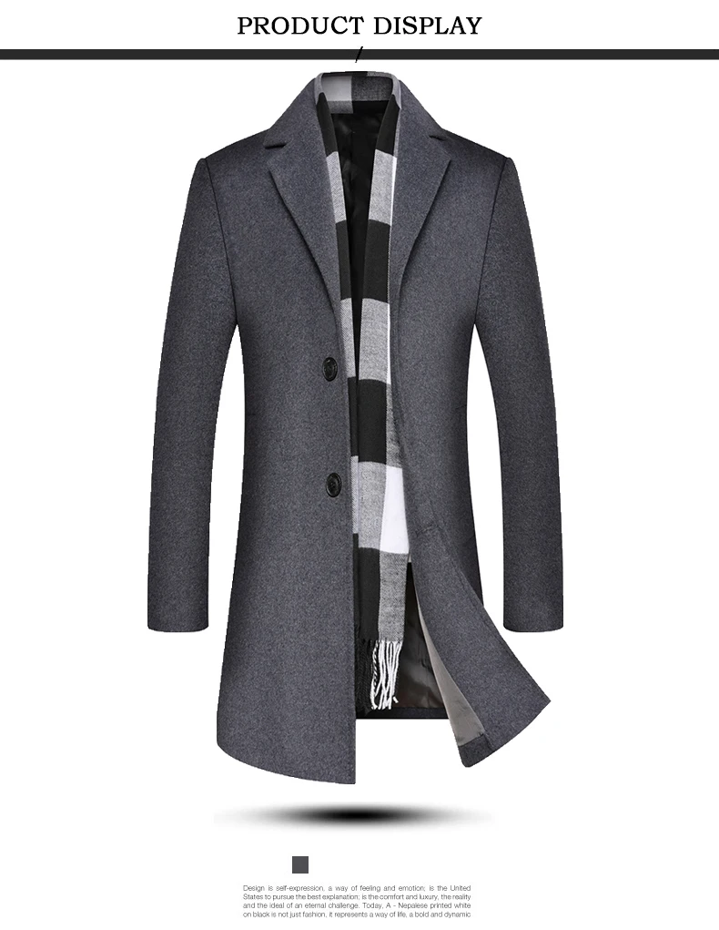 Новинка, мужское шерстяное пальто, высокое качество, Бизнес Стиль, для отдыха, две кнопки, длинная куртка, Мужская, приталенная, бушлат, шерстяное пальто, плюс размер, 3XL