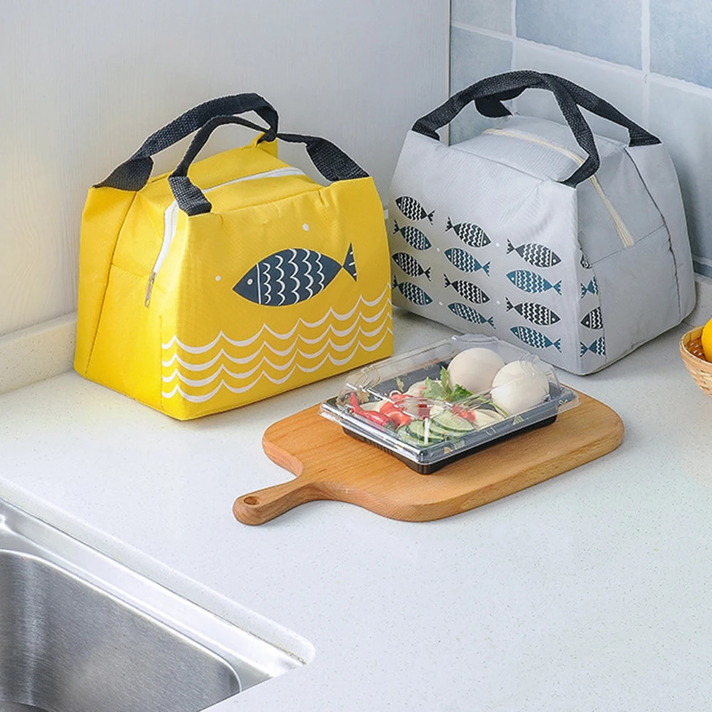 Креативная переносная сумка для обеда из ткани Оксфорд с рисунком рыбы, изолирующая сумка для пикника на открытом воздухе