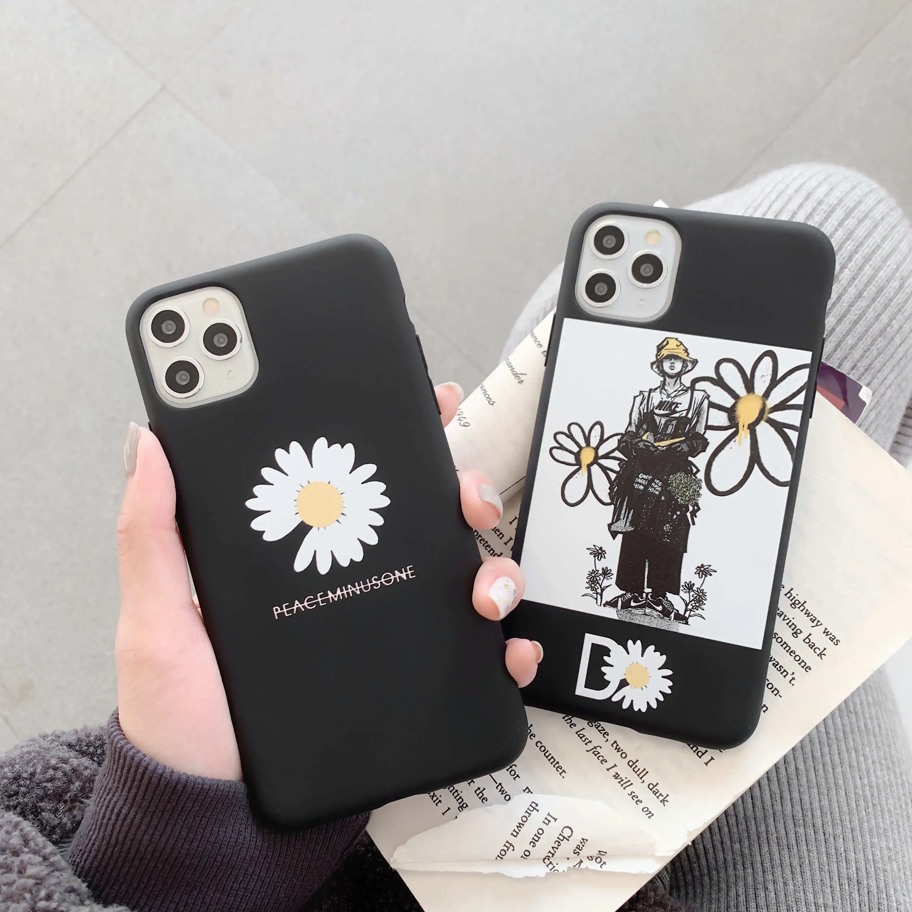 

Cool Phone Case For iPhone 11 Pro Max 11 Pro 11 Cute Flowers Cover For iPhone 6 6S Plus 7 8 Plus XS MAX Black Back Soft TPU Case