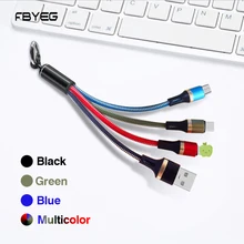 3 в 1 USB кабель для iPhone samsung Xiaomi Мульти Брелок Портативный короткий Micro usb type C мульти зарядное устройство кабель