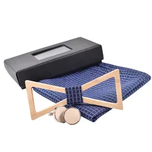 Мужская Свадебная деловая вечеринка галстук рубашка деревянная бабочка галстук носовой платок деревянные Запонки Свадебный галстук-бабочка карман Squre