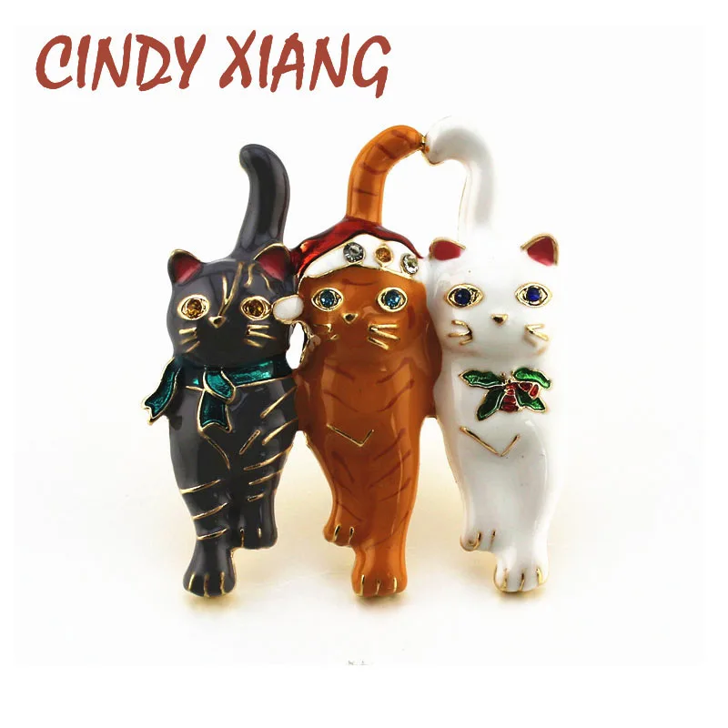 Милая и яркая брошь CINDY XIANG в виде трех котов для женщин мужчин животных детей