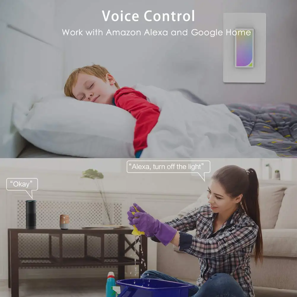 Wifi-патрон, умный свет сенсорный выключатель ночник rgb настенный светодиодный светильник выключатели таймер дистанционное управление голосовым приложением работа с Google Home Alexa