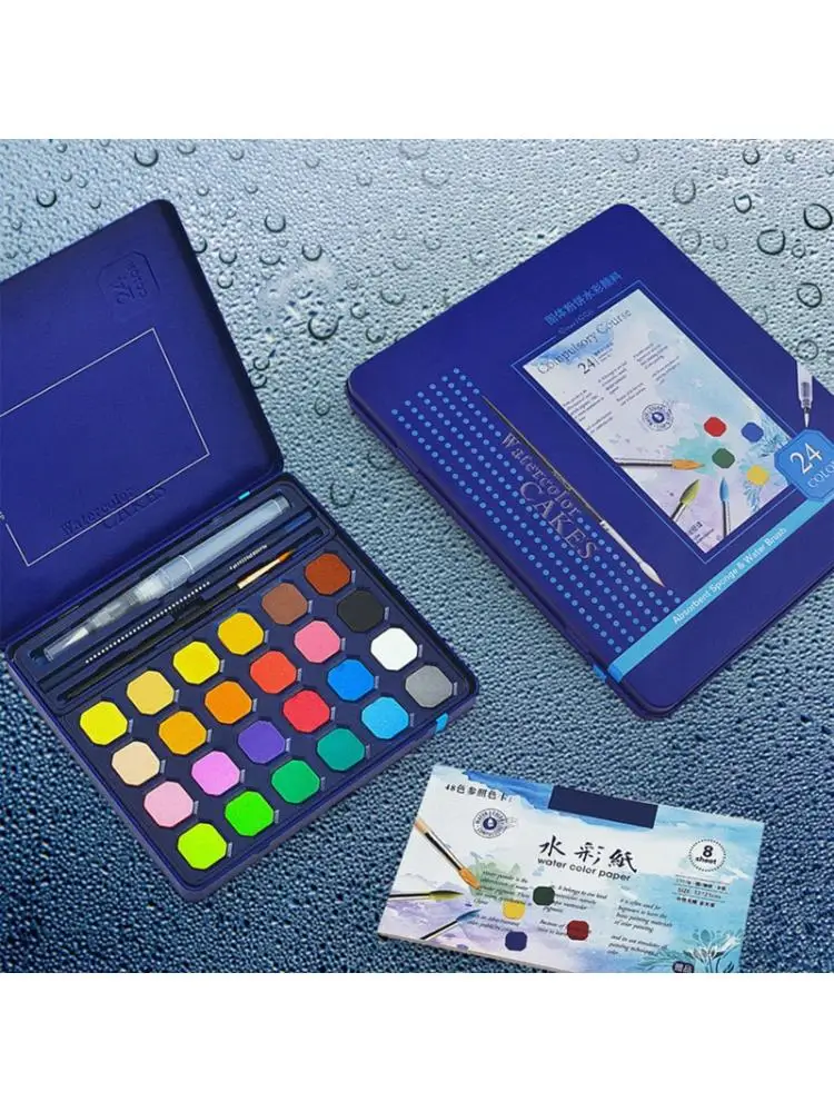

12/18/24/36/48 Colors Solid Pigment Watercolor Paint Set with Brush Pen Starter R7RB