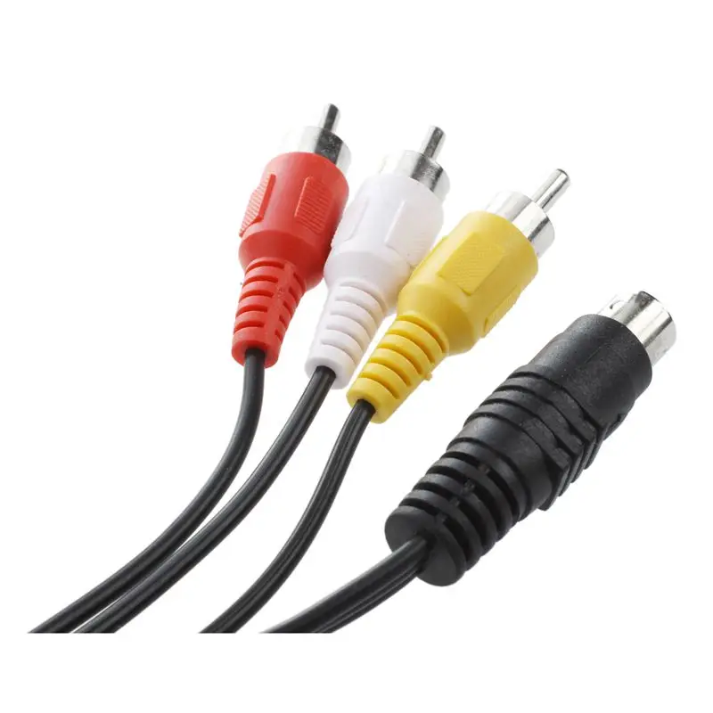 1,45 м длинный 4 Pin S-video to 3 Male RCA композитный кабель черный