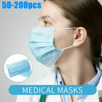 

New Fashion 50 Pcs 3-Ply Disposable Face Mask Dust Mask Flu Face Masks with Elastic Ear Loop for All People