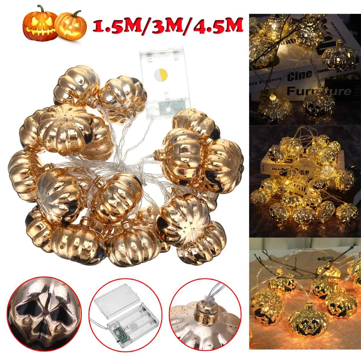 

4.5/3/1.5M Led Strip Halloween Pumpkin Fairy String Light Outdoor Garden Yard Party Lamp Home Decoration Holiday led lighting
