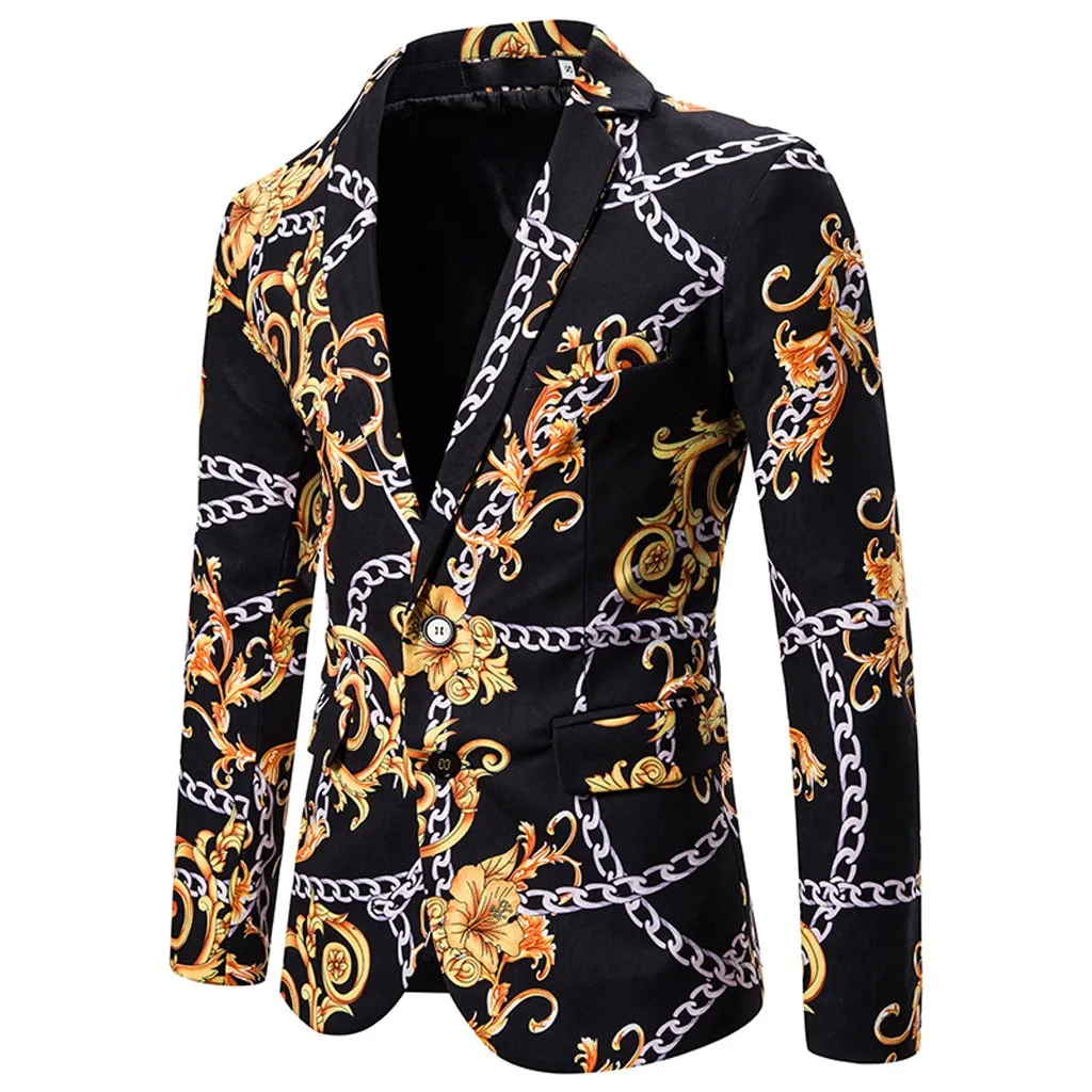 Men Blazers Gold Silver Floral Pattern Jackets Slim Fit Male Suit Jacket Wedding Banquet Party Prom Stage Costume 9.27