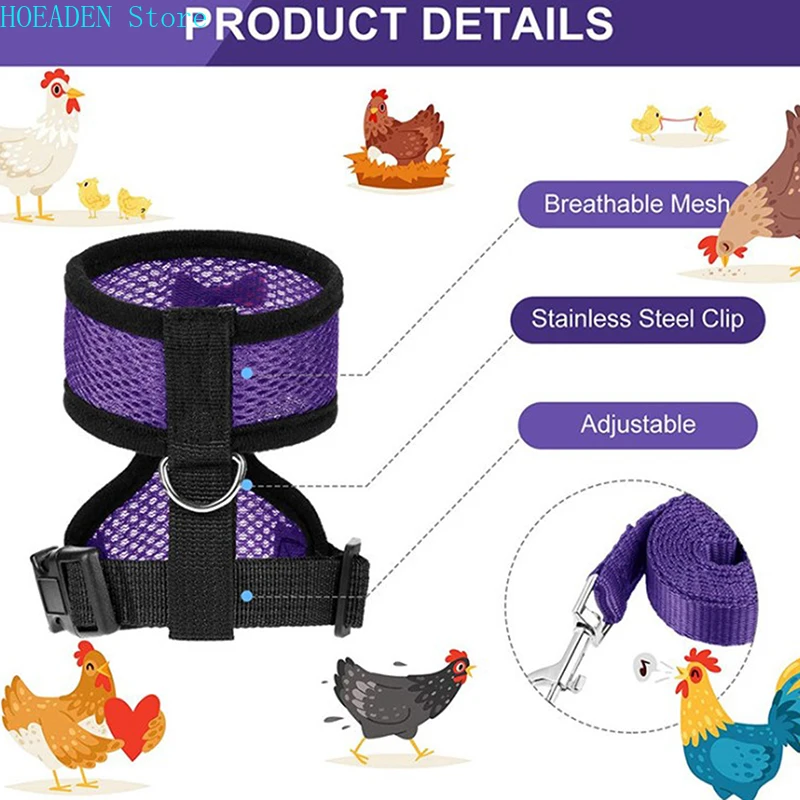 XS/S/M/L/XL Size Fashion Chicken Vest Hen Belt Pet Harness Matching Collars Bow Comfortable