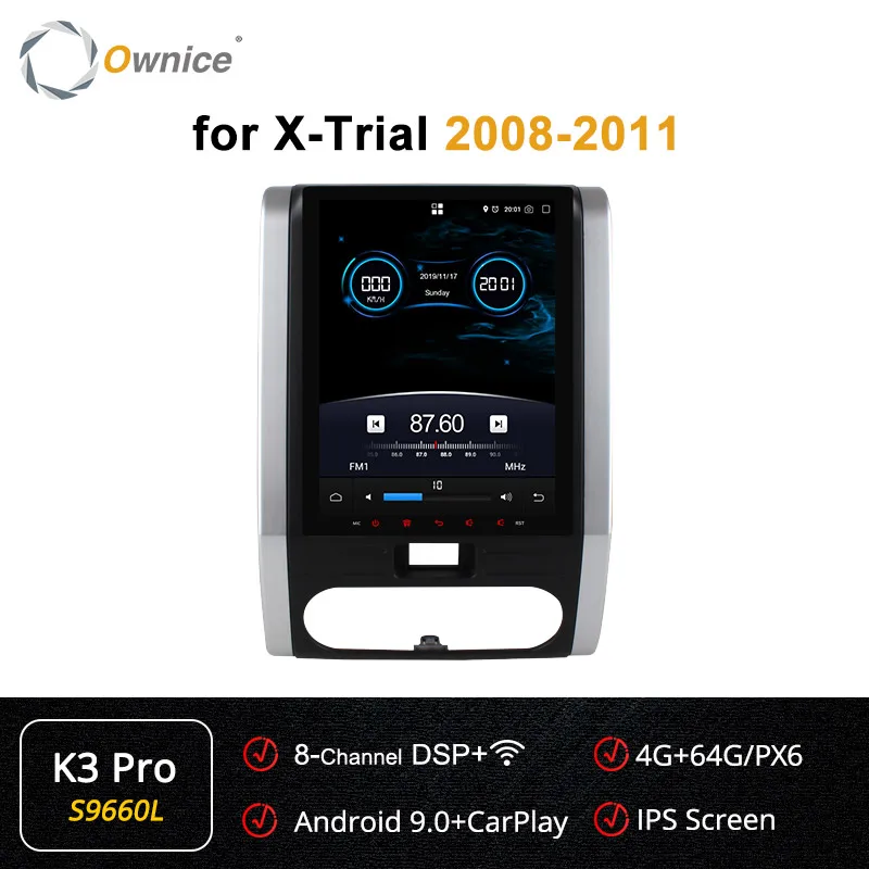 Ownice K3 K6 Автомагнитола стерео для Nissan X-TRAIL 2008-2011 Восьмиядерный Android 9,0 DVD gps плеер PX6 4G LTE оптический DSP Carplay - Цвет: S9660 K3-Pro