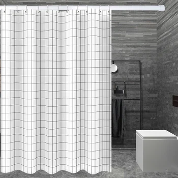 

Perforation-free Bathroom Magnetic Bath Curtain Suit Bathroom Curtain Rod Partition Curtain Thickening Waterproof Home Decor