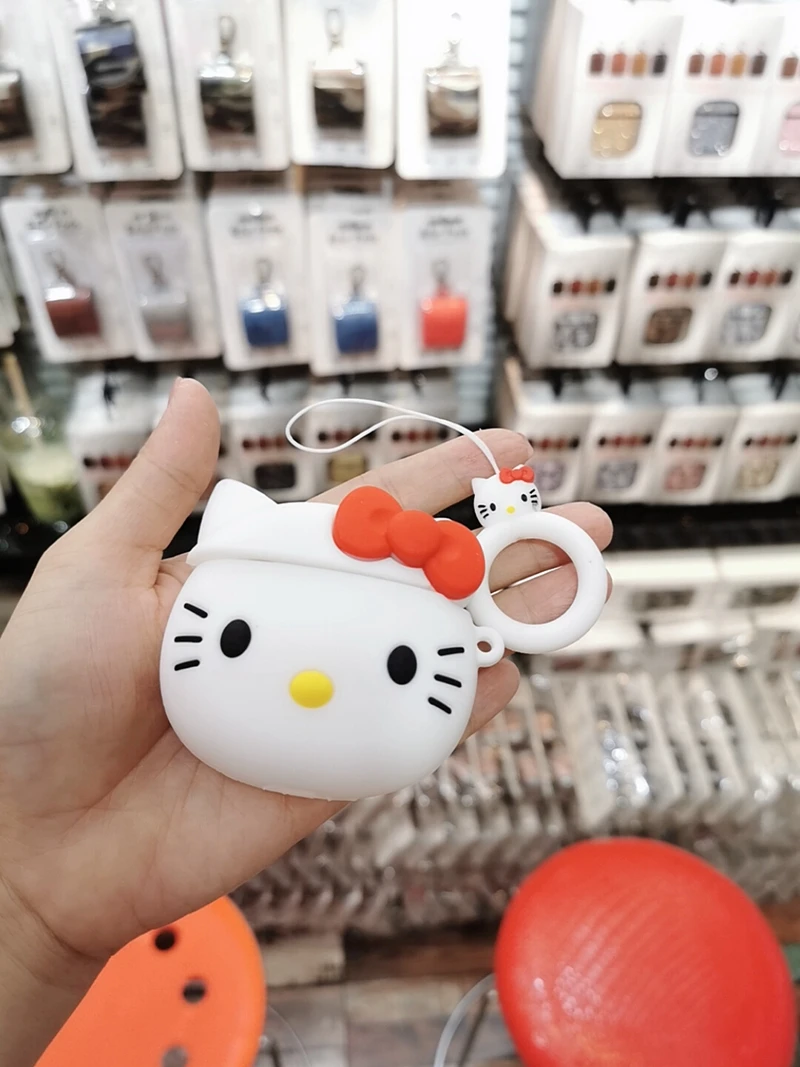 Мягкий силиконовый чехол для гарнитуры hello kitty для AirPods 1/2, чехол для зарядки наушников с крючком