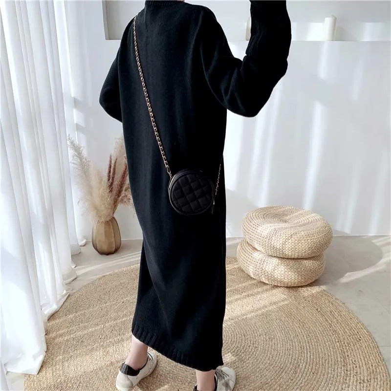 Autumn Winter Long Sleeves Knitted Sweater 2020 Women One-Piece Fashion Slim Elegant Sweater Dress Korean Casual Hedging Dresses