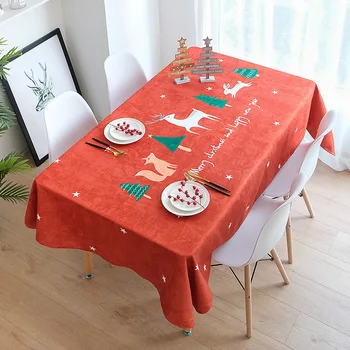 

Waterproof Tablecloth Christmas Holiday Heat Resistant Wash-Free Rectangular Tea Table Table Table Cloth