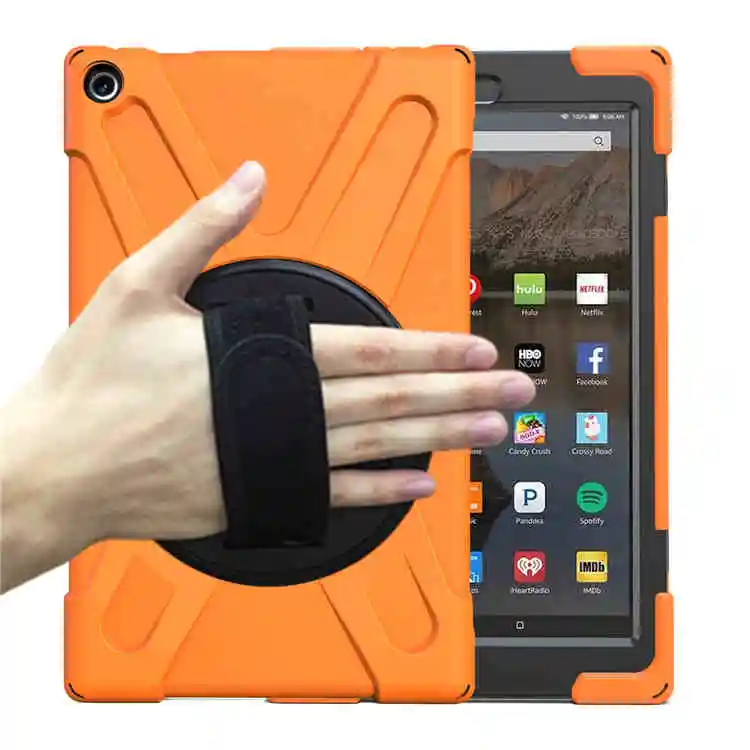 360 Вращающийся силиконовый чехол для Amazon Fire HD 10 чехол Funda Coque Shell держатель противоударный с плечевым ремнем