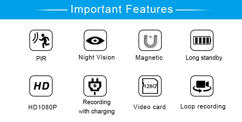 Мини-камера с функцией обнаружения движения, PIR камера с разрешением 1080 P, мини-видеокамера с ночным видением, маленькая камера с длительным режимом ожидания, 30 дней, поддерживает 128 ГБ, TF карта