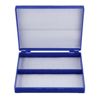

Royal Blue Plastic Rectangle Hold 100 Microslide Slide Microscope Box